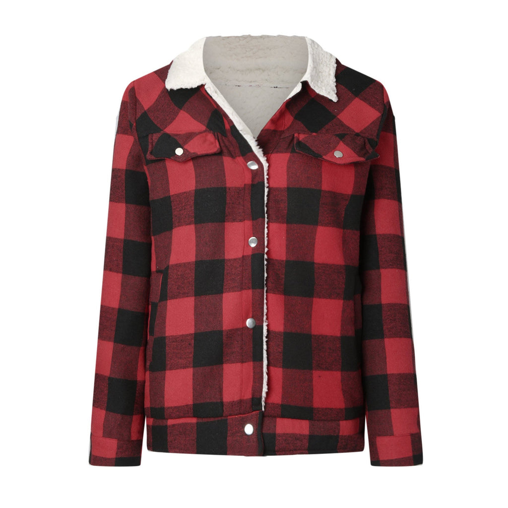 New Red plaid Winter jacket for women