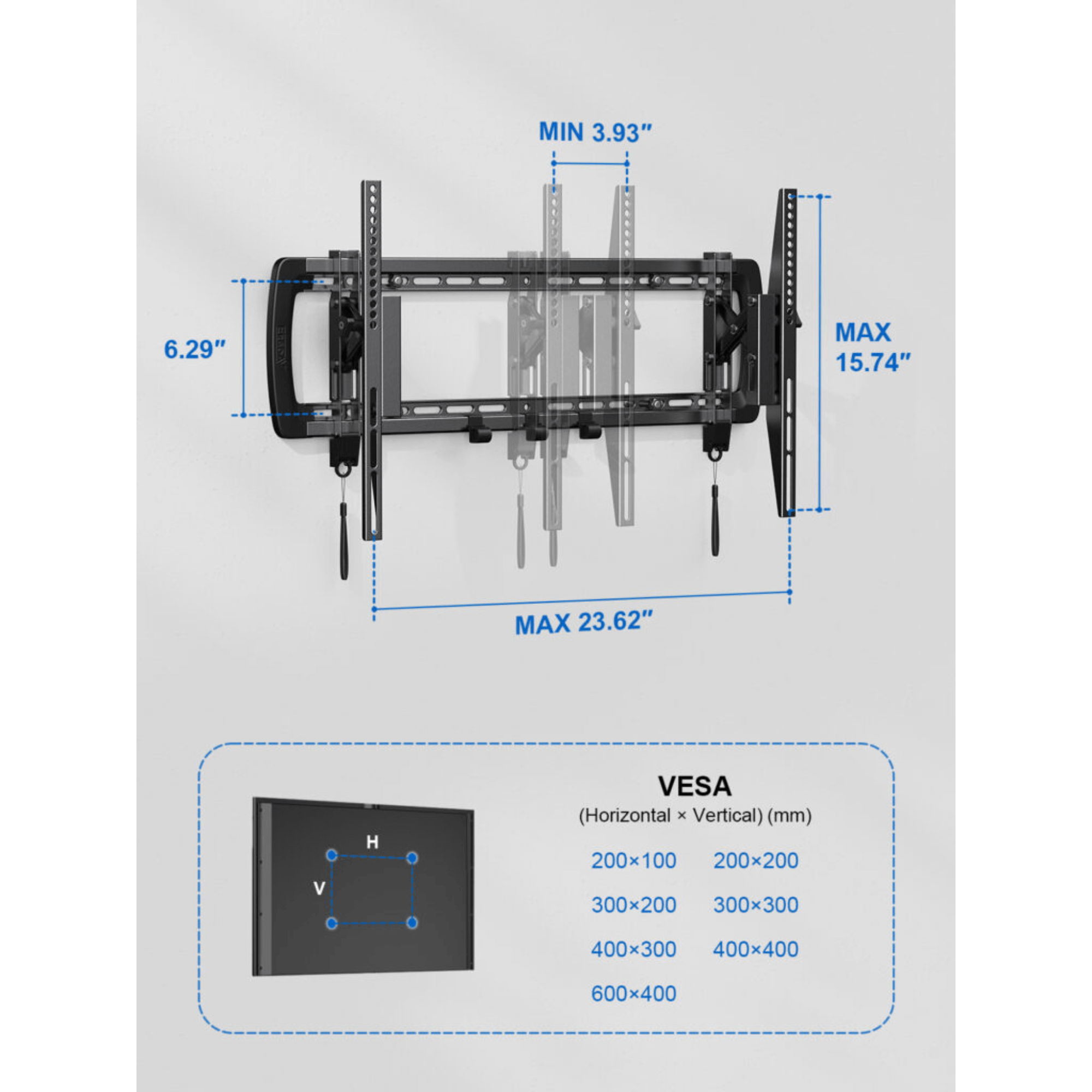 ErgoAV Extend and Tilt Mount for TVs 49" to 90"