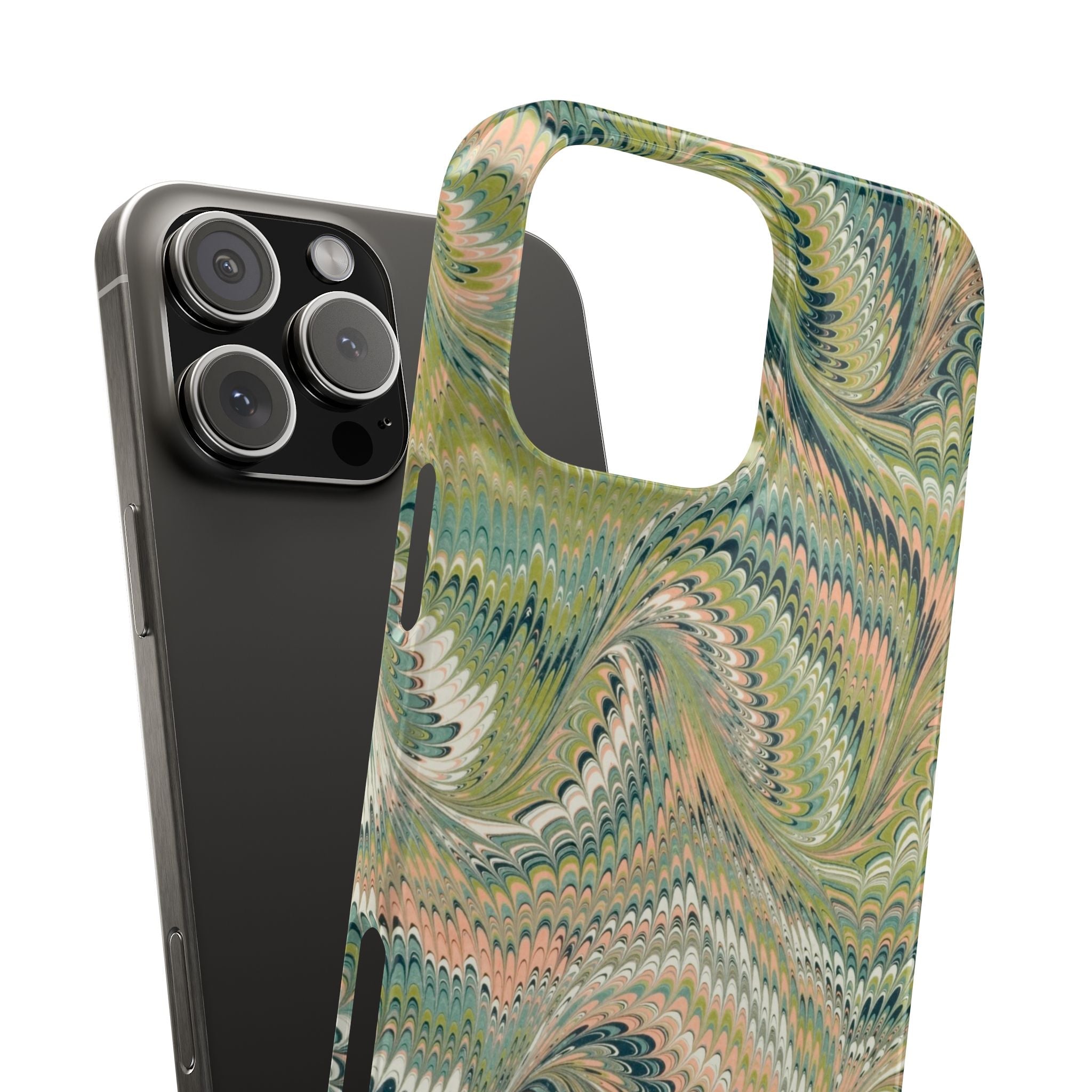 Italian Marbled Green Swirl - Single Layer Slim Phone Case