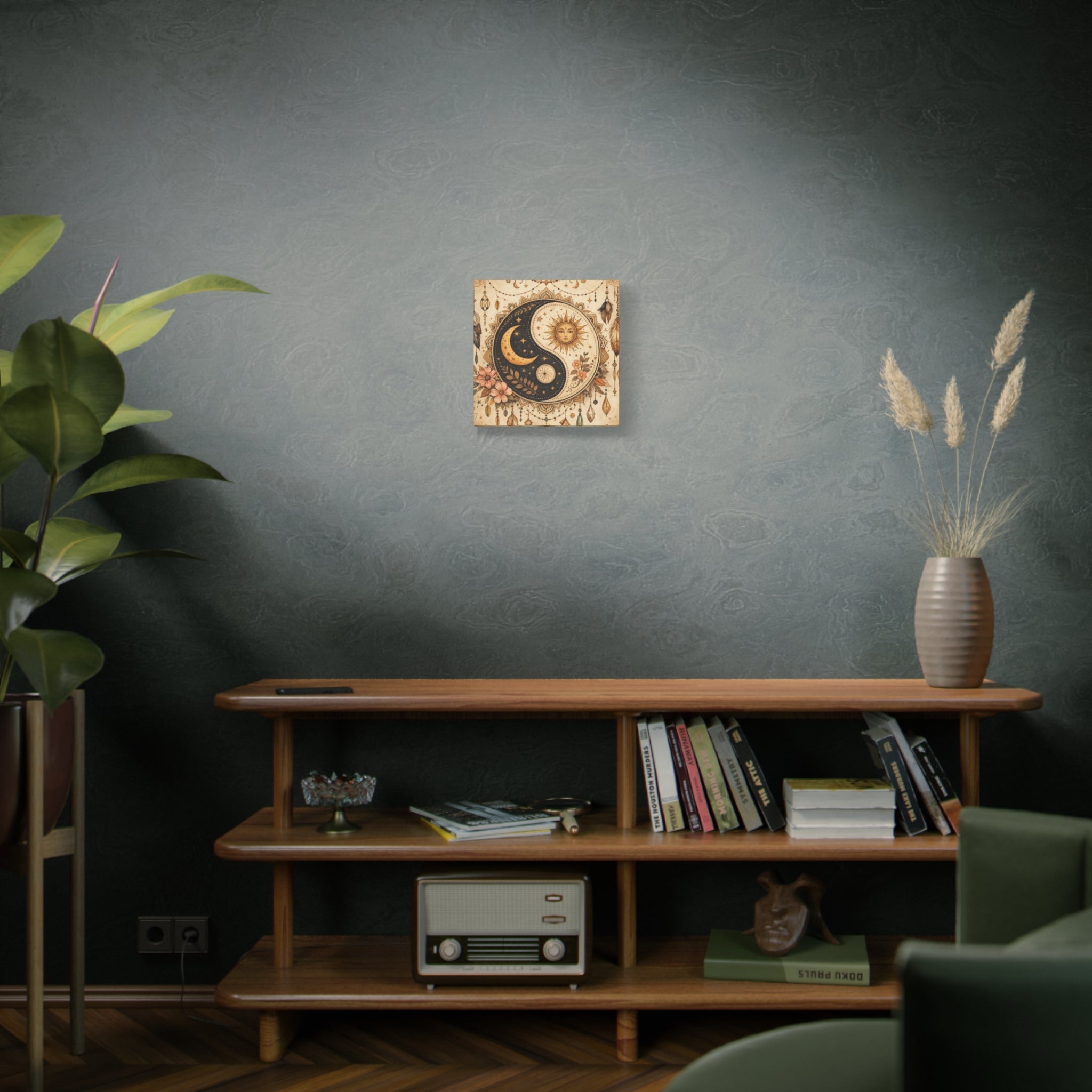 Sun & Moon Yin Yang Canvas Art — Boho Celestial Wall Decor, Matte Stretched 1.25"