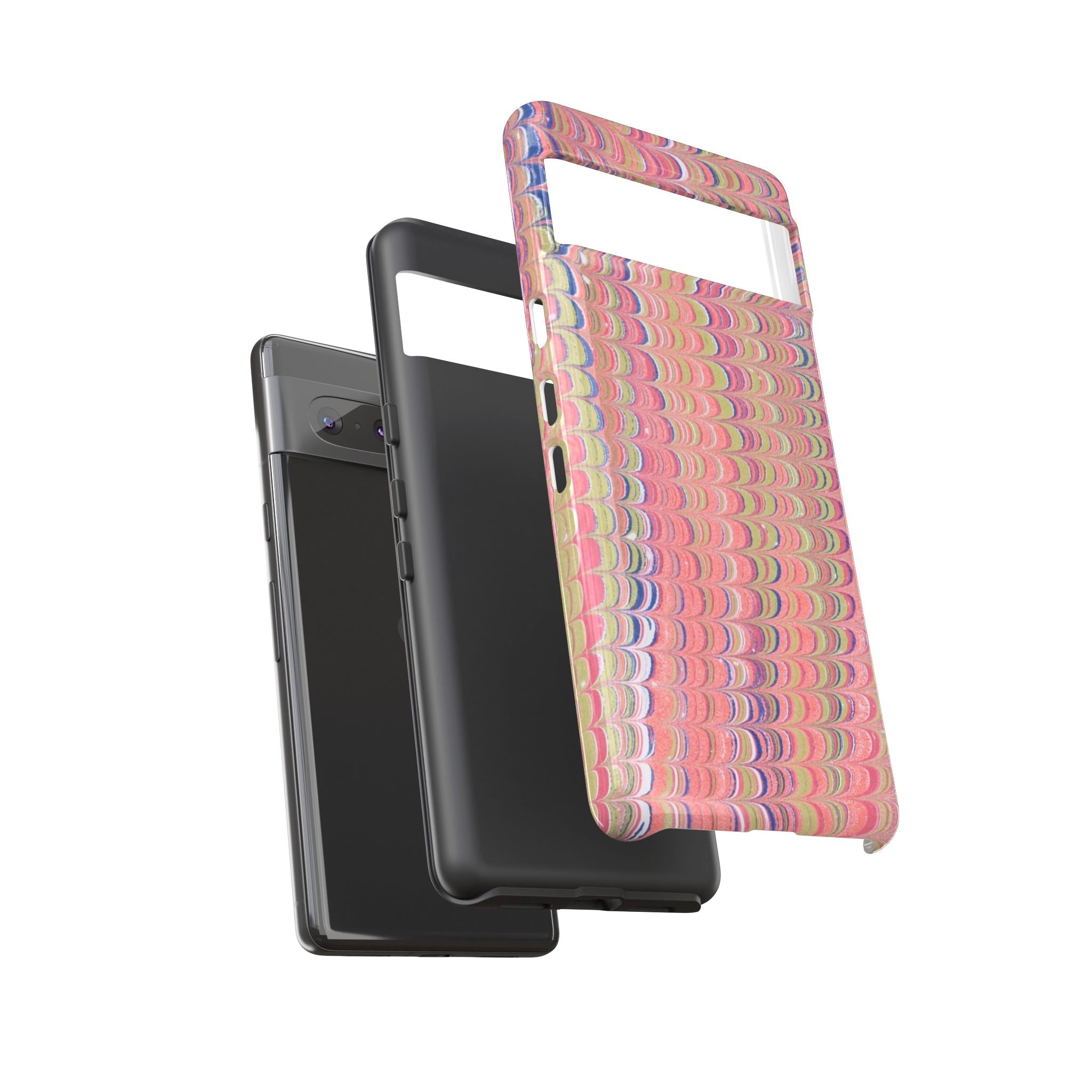 Pink Pastels Feather Marbled Vintage Design iPhone 16 + Samsung + Apple + Google - all models