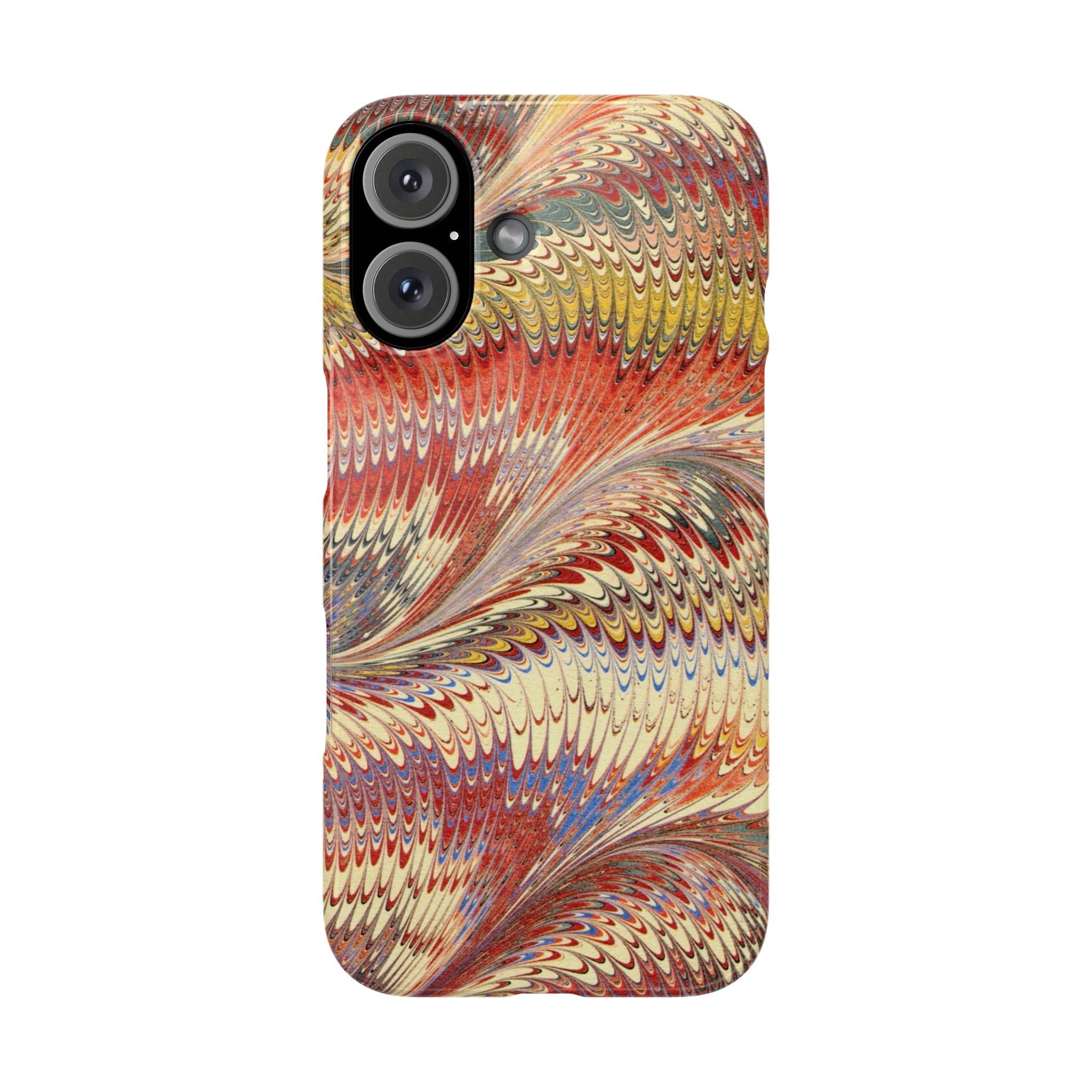 Marbled Design, Italy Feather Phone Case, Multi-Color, iPHONE16 Phone Cases and all sizes