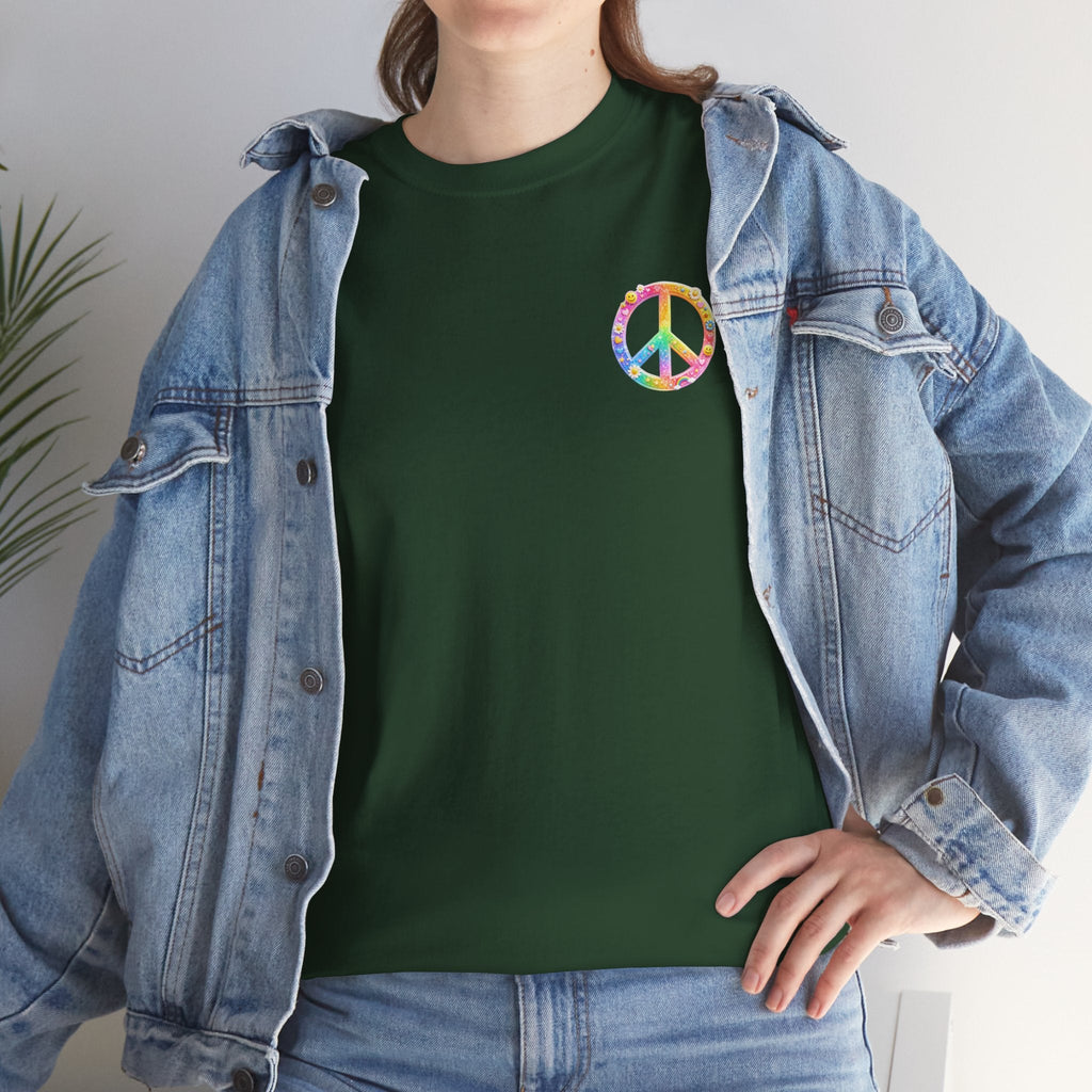 Peace Sign T-Shirt — Rainbow Smiley Hippie Tee