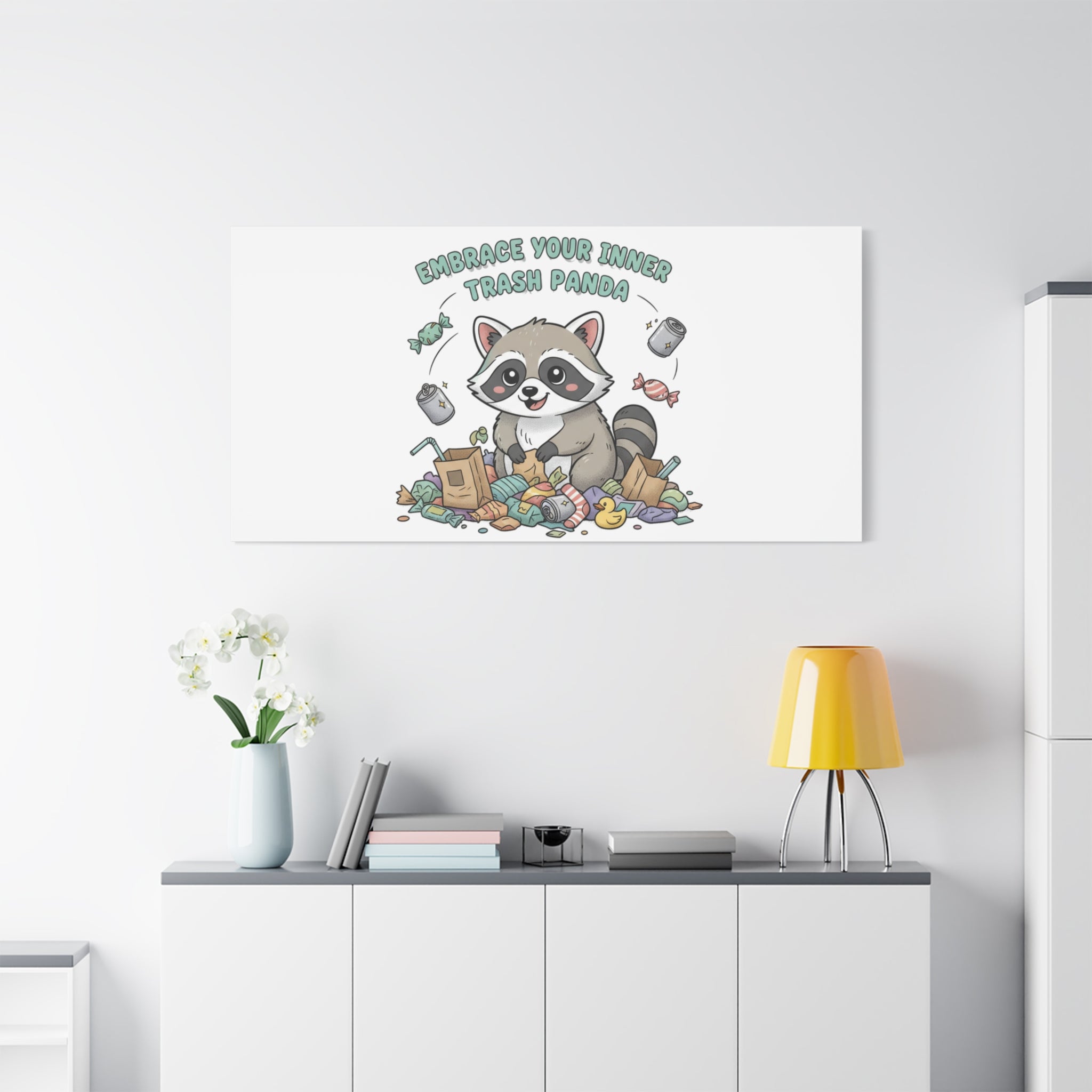 Embrace Your Inner Trash Panda Canvas | Matte Stretched Wall Art, Trash Animal Joy