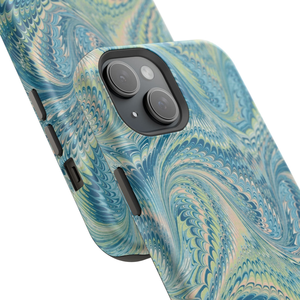 Aqua + Green Marble Phone Case - Impact-Resistant MAG SAFE - Dual Cover Design