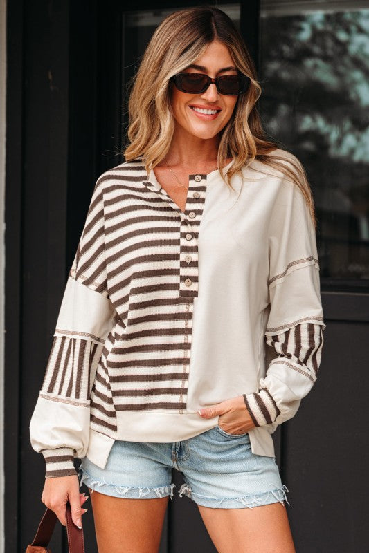 Ariana Stripe Stitched Oversized Sweatshirt