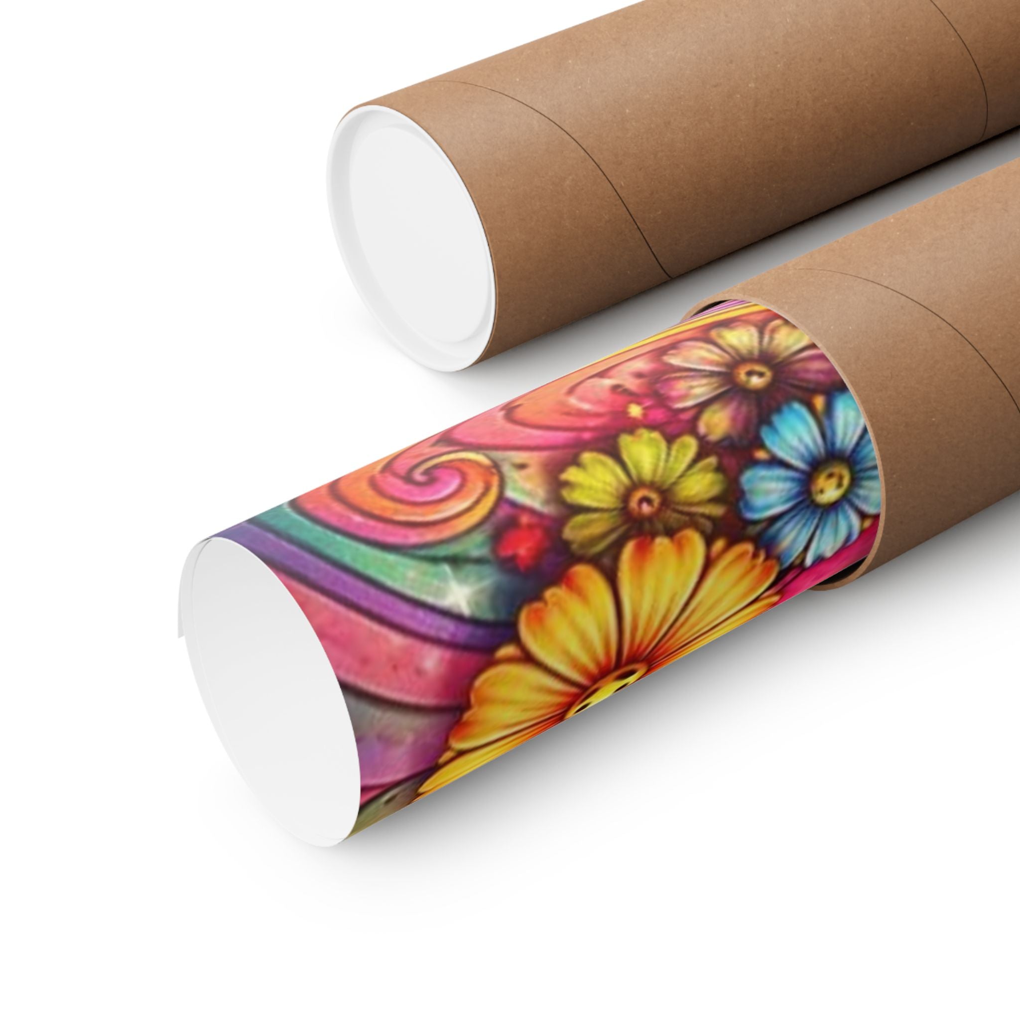 Rainbow Peace Sign Poster — Retro Hippie Matte Vertical Wall Art