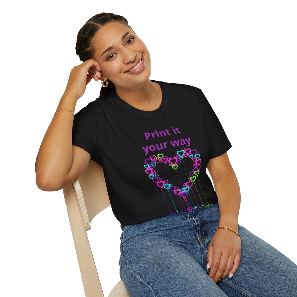 Print It Your Way Heart T-Shirt — Colorful Drip Heart Graphic Tee