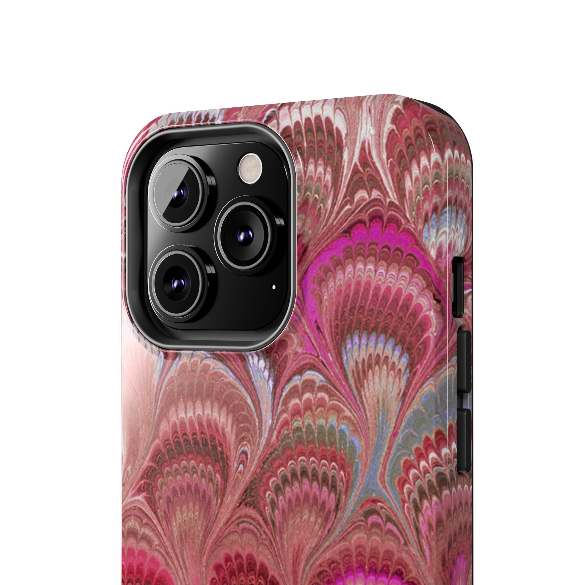 Pink Peacock Marble Italian Tough Phone Case — Durable Marbled Phone Case