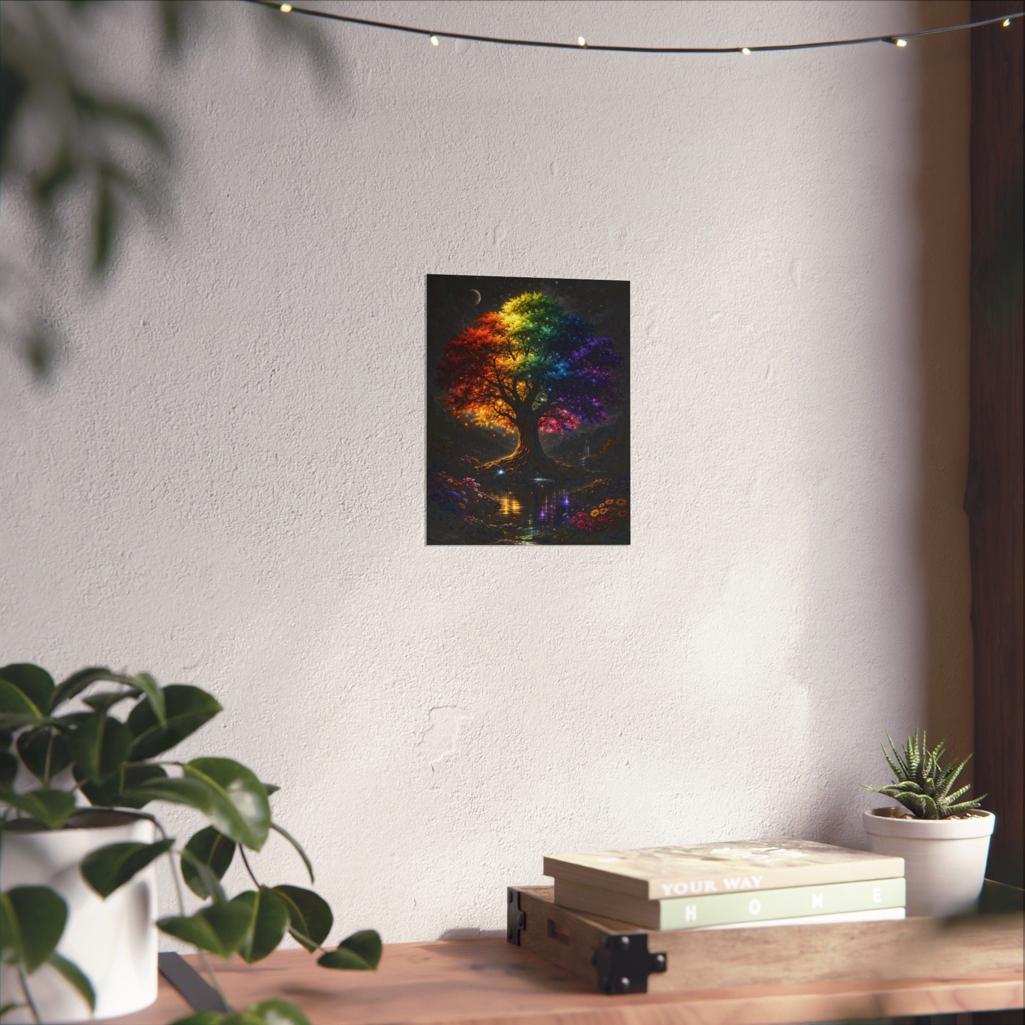Rainbow Tree Matte Poster — Vibrant Fantasy Wall Art