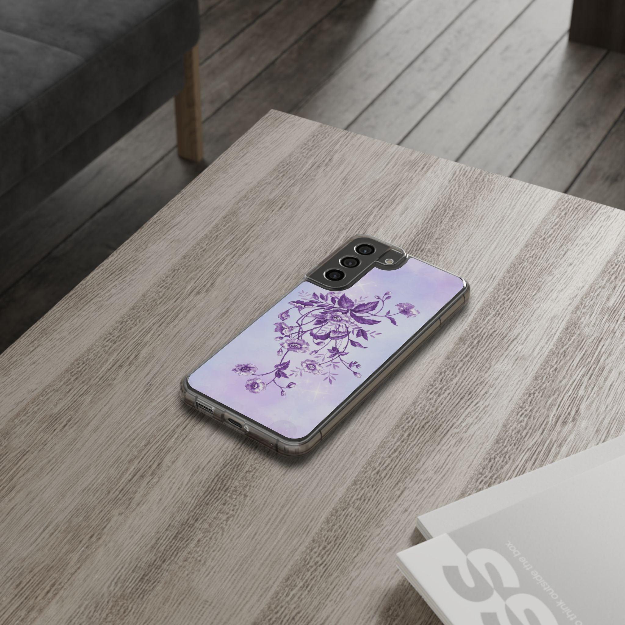 Floral design In Purple Clear Cases