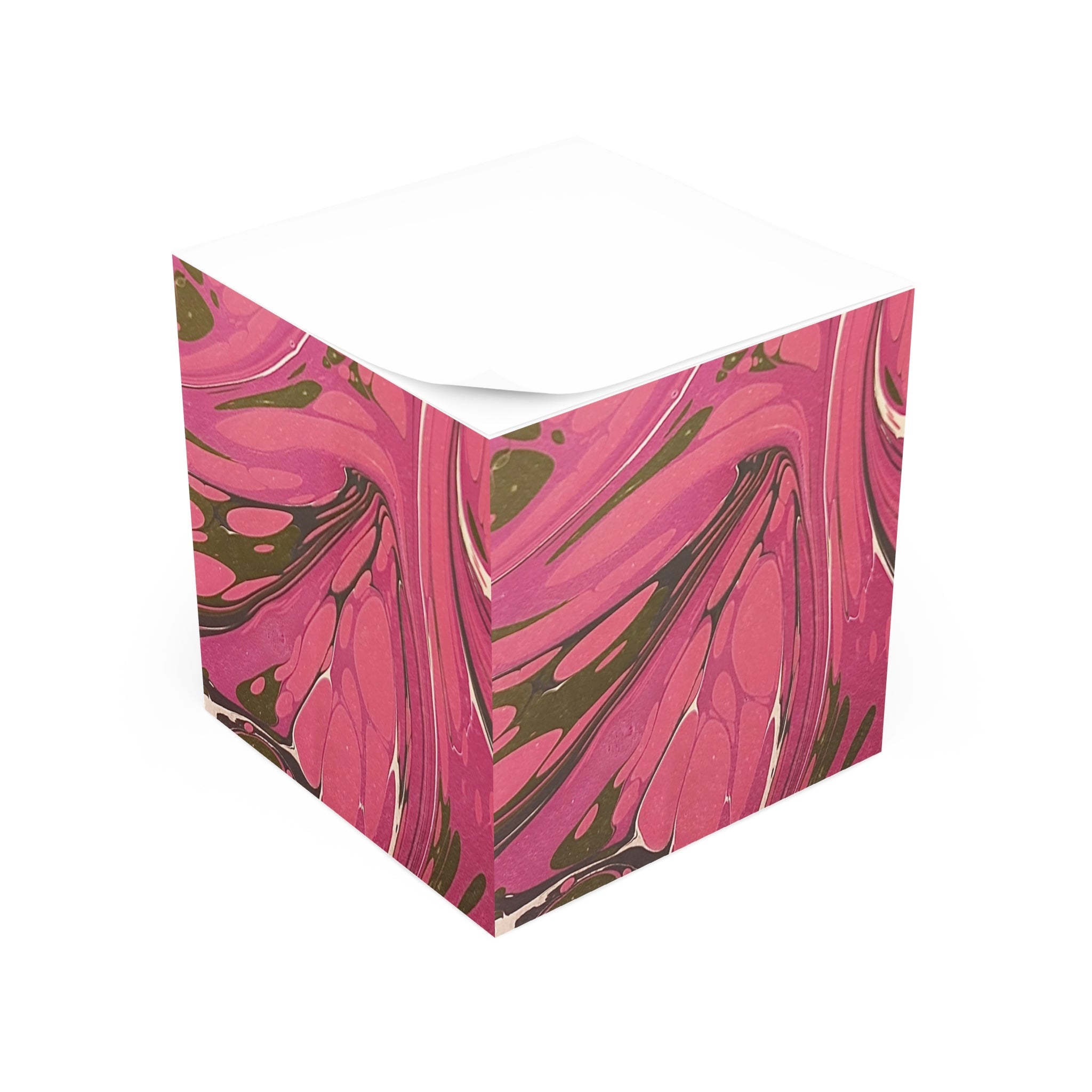 Italian Marbled Pink Note Cube, Decorative Note Block
