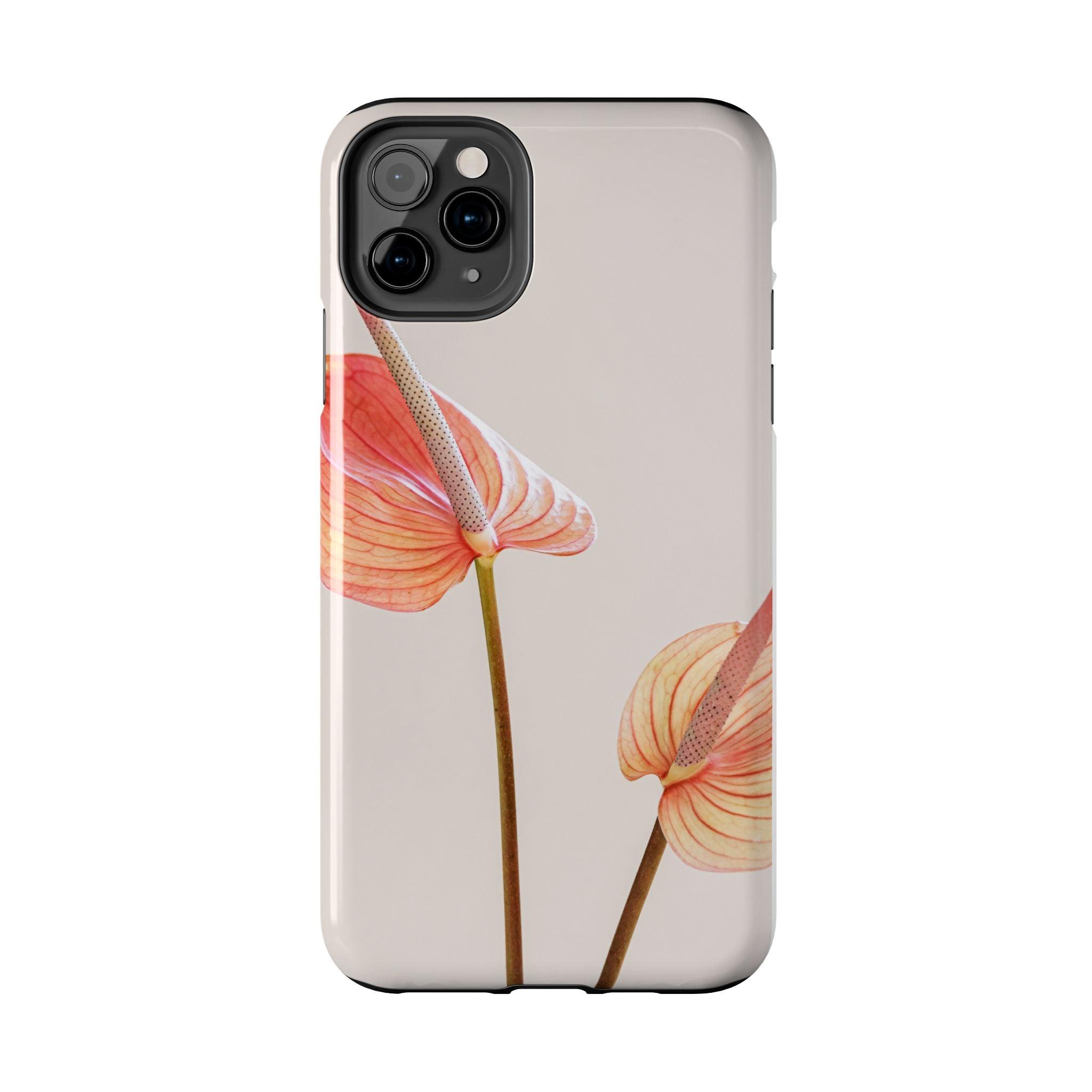 Orange Flower with Leaves Tough Phone Cases