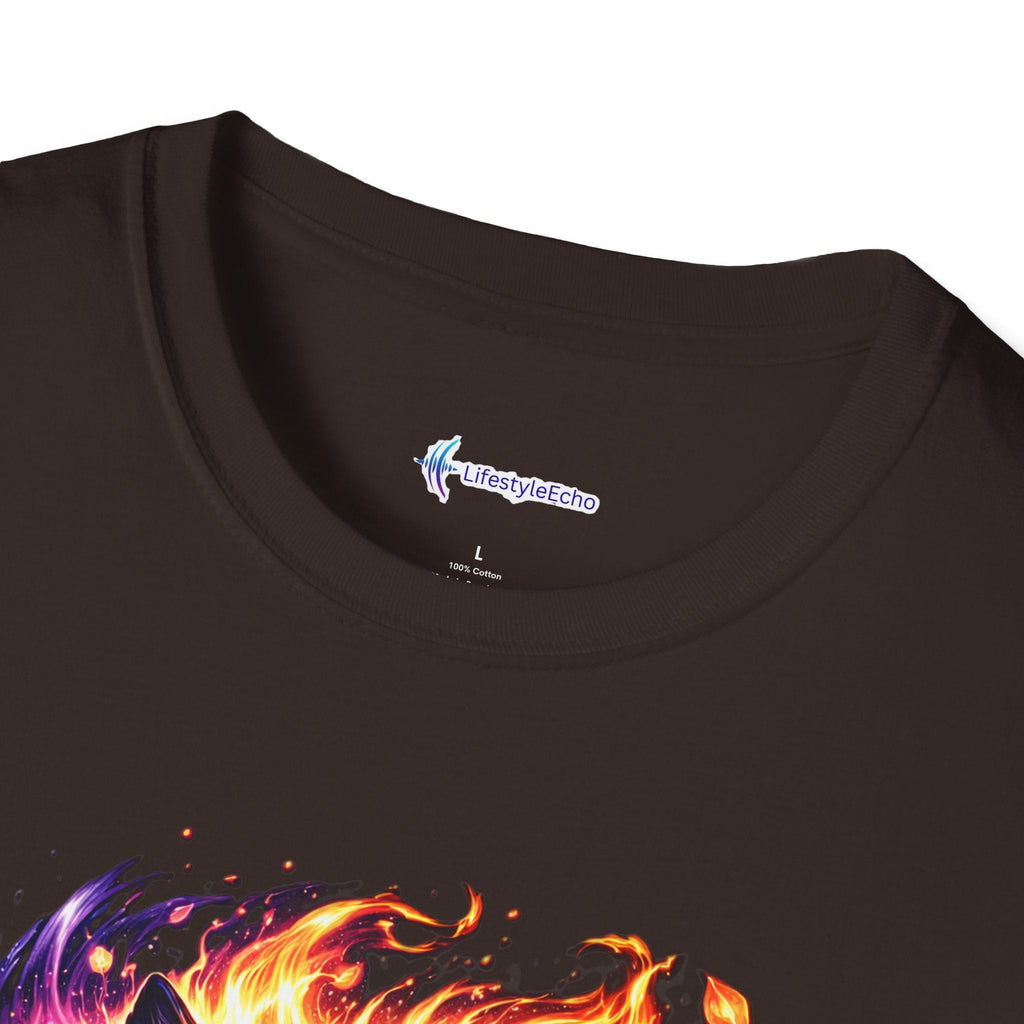 Cosmic Fire Wolf T-Shirt — Vibrant Mystic Wolf Graphic Tee