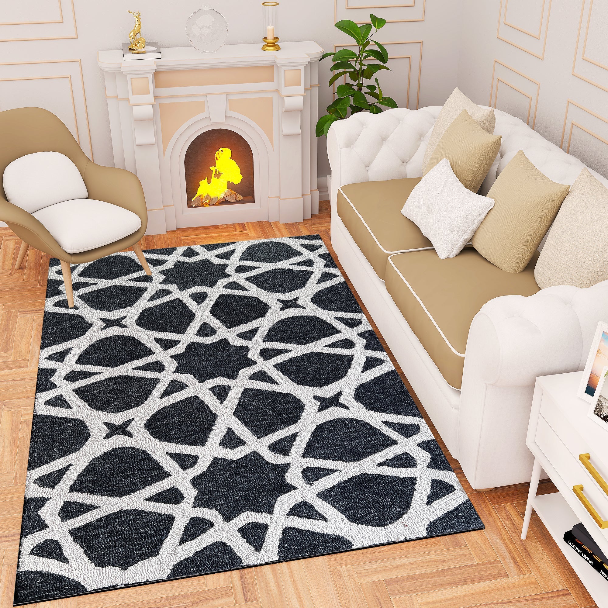 Premium Hand-Tufted Rug Made of 100% Wool  - Ash Zellig - 6x6 Feet