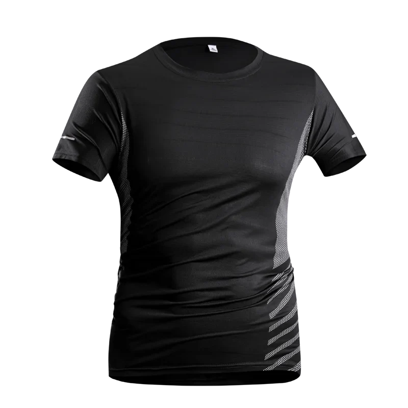 Mens Summer Ice Silk Thin Top Reflective Quick Dry Short Sleeve Fitness/Sports shirt