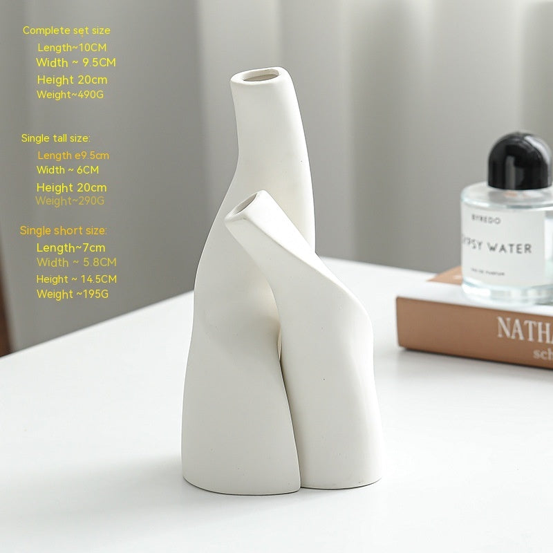 Nordic Creative Ceramic Double Vase Living Room Decoration Dried Flower