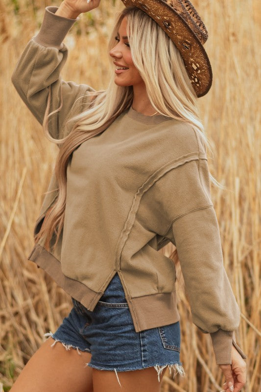 Tatum Fuzzy Sherpa Splicing Pullover Sweatshirt
