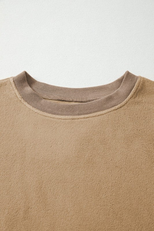 Tatum Fuzzy Sherpa Splicing Pullover Sweatshirt