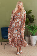 Willow Floral Shirred Square Neck High Waist Maxi