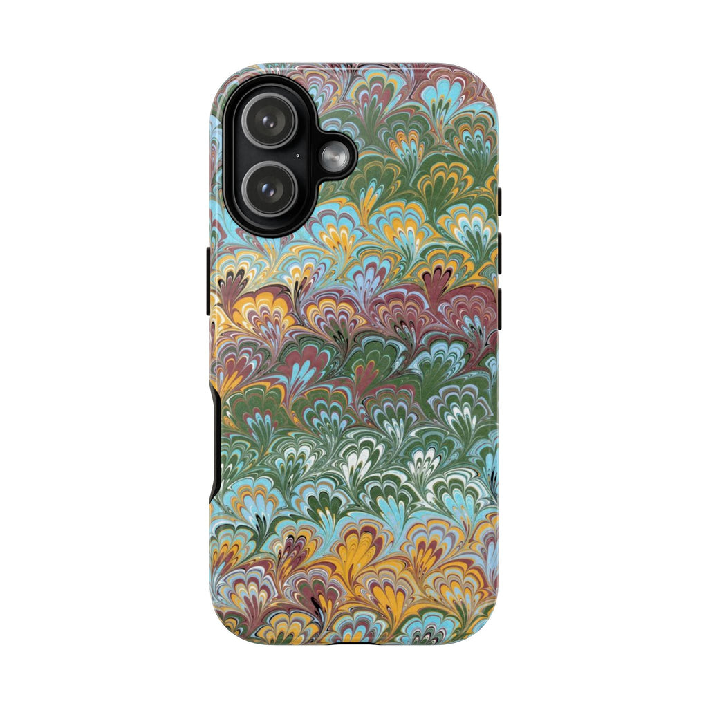 Green, Blue, + Yellow Swirl Vintage Italian Marble Design - Dual Layer Phone Cases