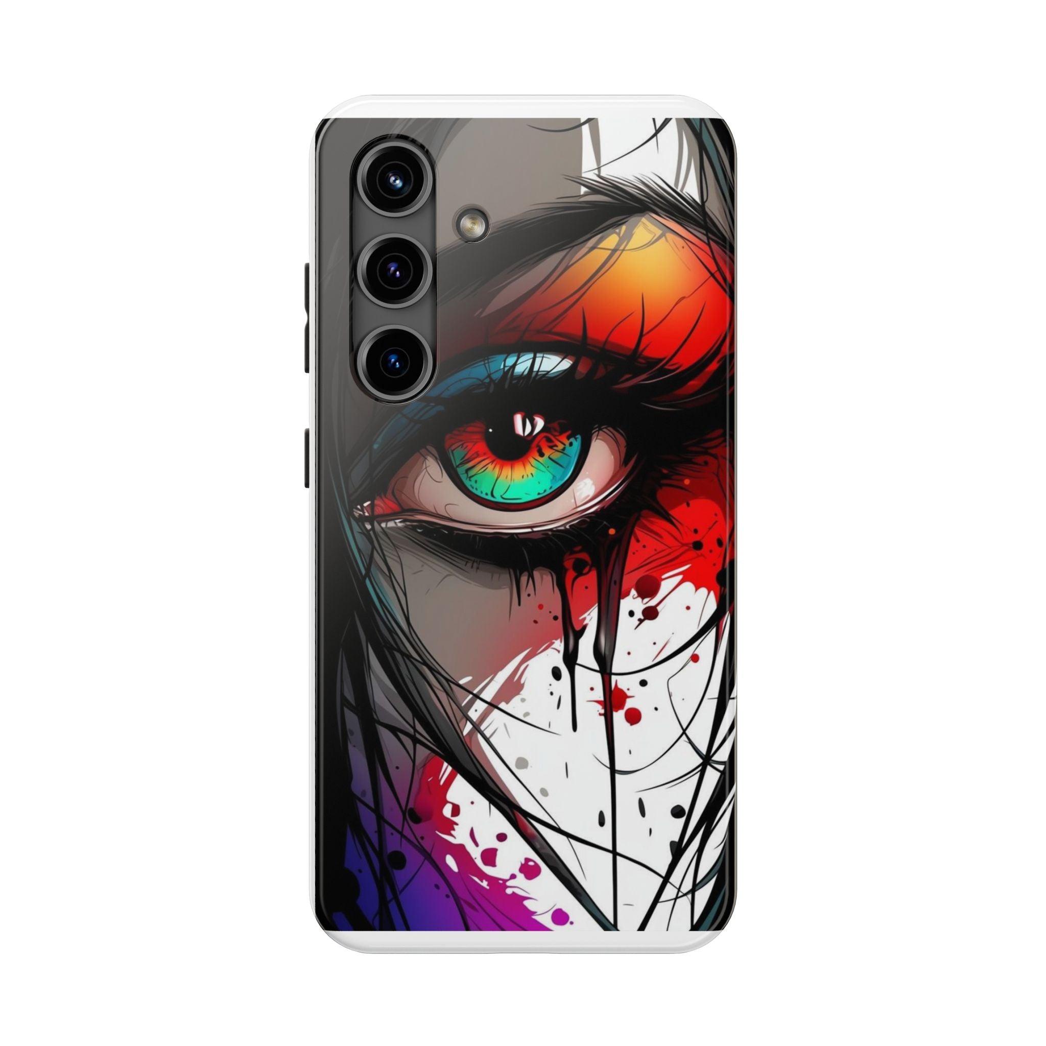 Girl Colorful Eye Painted Printed Tough Phone Case for iPhone & Samsung Galaxy - Artistic & Vibrant Design