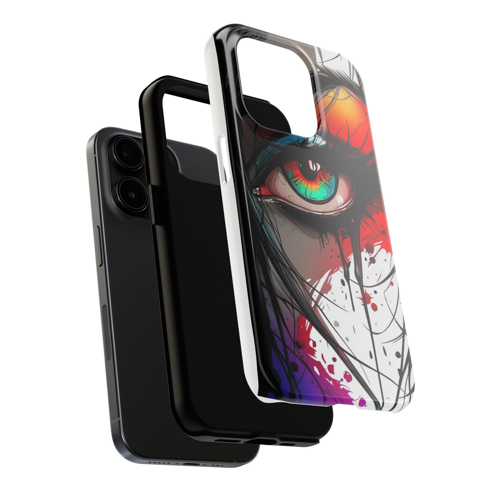 Girl Colorful Eye Painted Printed Tough Phone Case for iPhone & Samsung Galaxy - Artistic & Vibrant Design