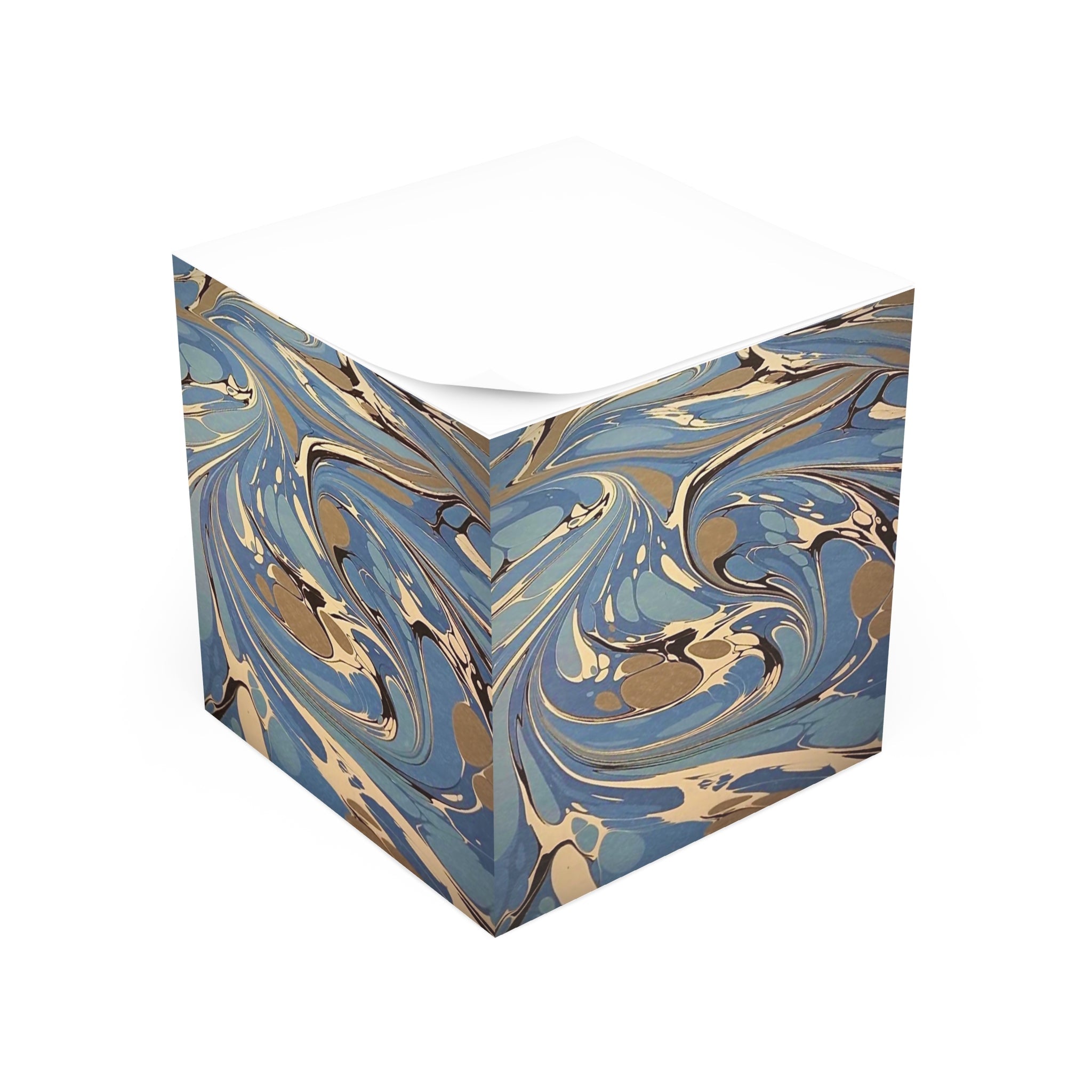 Italian Marbled Blue Note Cube – Decorative Note Block