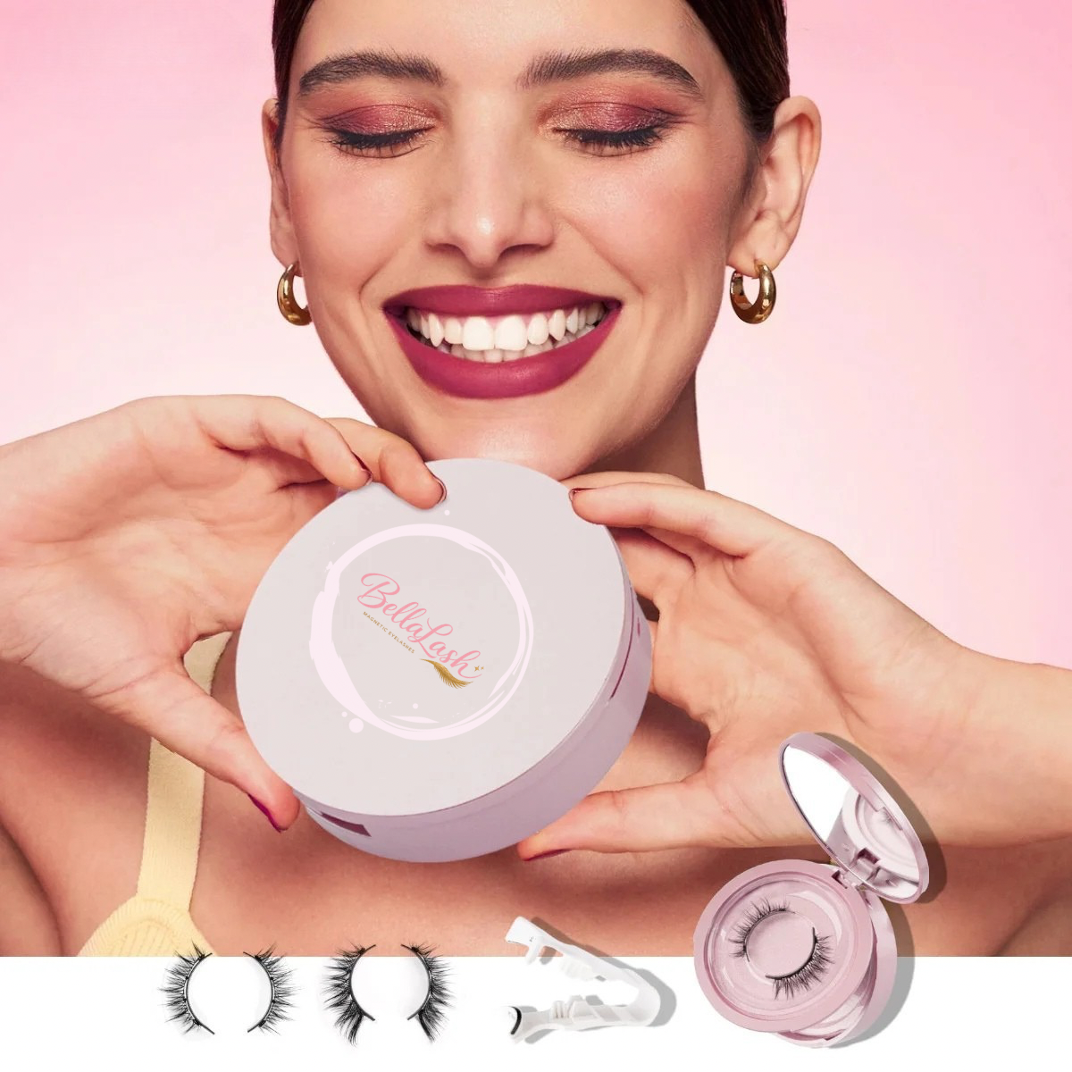 2 Pairs Magnetic Eyelash Natural Look Reusable Magnetic Eyelash Set with Applicator No Glue Needed