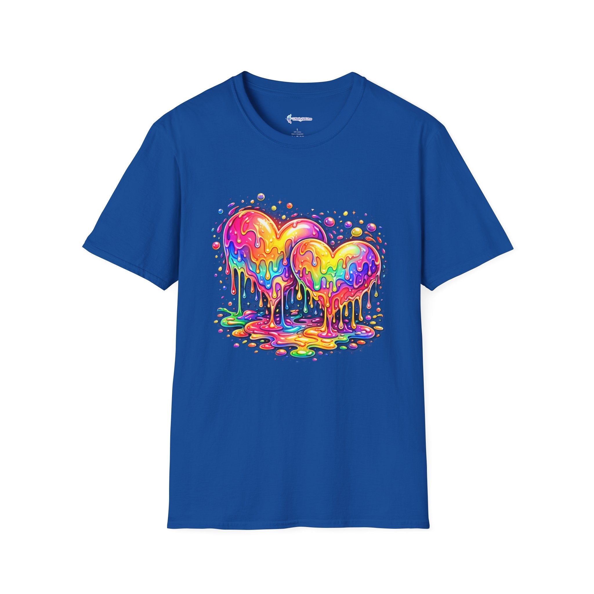 Melting Hearts Tee - Vibrant Double Heart Graphic T-Shirt