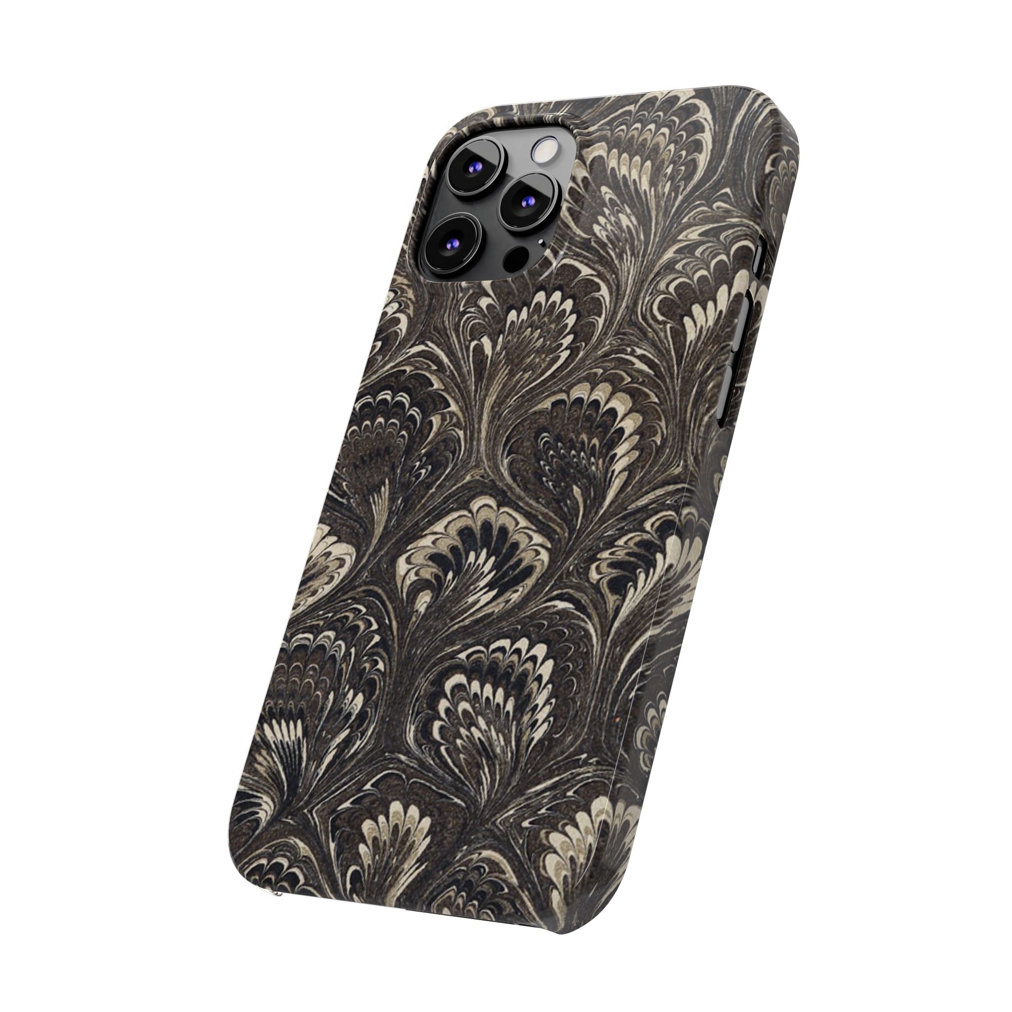 Black Italian Marble Design Slim iPhone 17 + all models Phone Cases