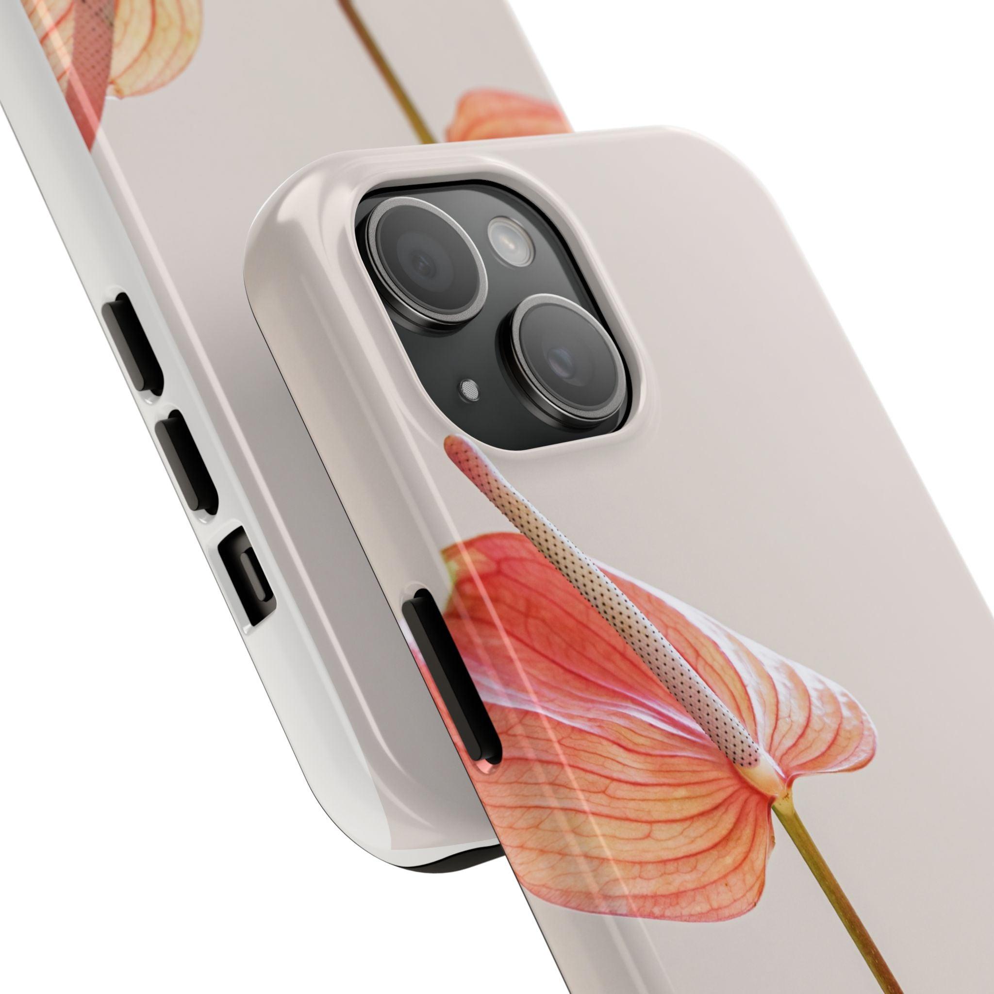 Orange Flower with Leaves Tough Phone Cases