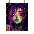 Neon Goth Portrait Poster — Matte Vertical Art Print