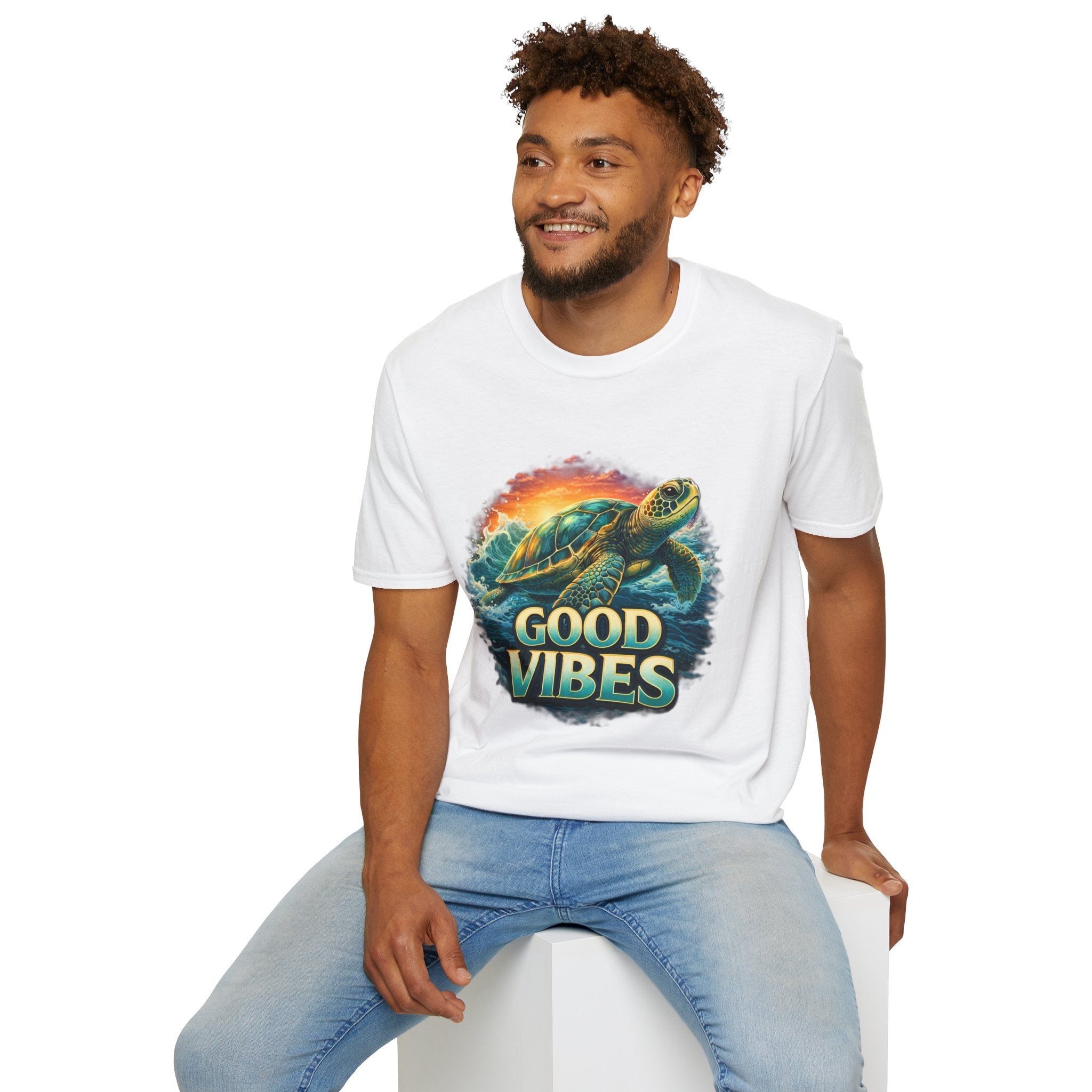 Sea Turtle 'Good Vibes' T-Shirt — Coastal Summer Surf Tee