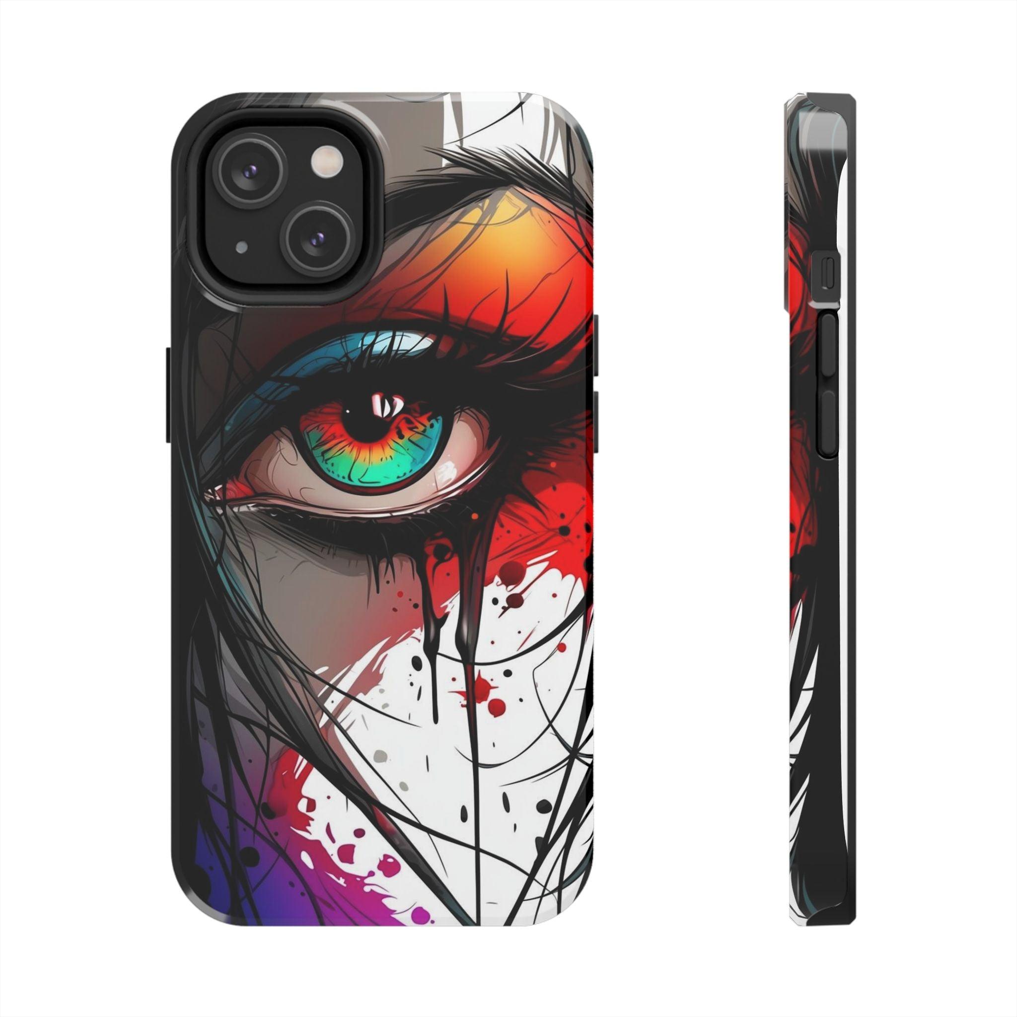 Girl Colorful Eye Painted Printed Tough Phone Case for iPhone & Samsung Galaxy - Artistic & Vibrant Design