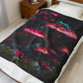 Velveteen Plush Blanket — Mystic Mushroom & Frog Forest Throw
