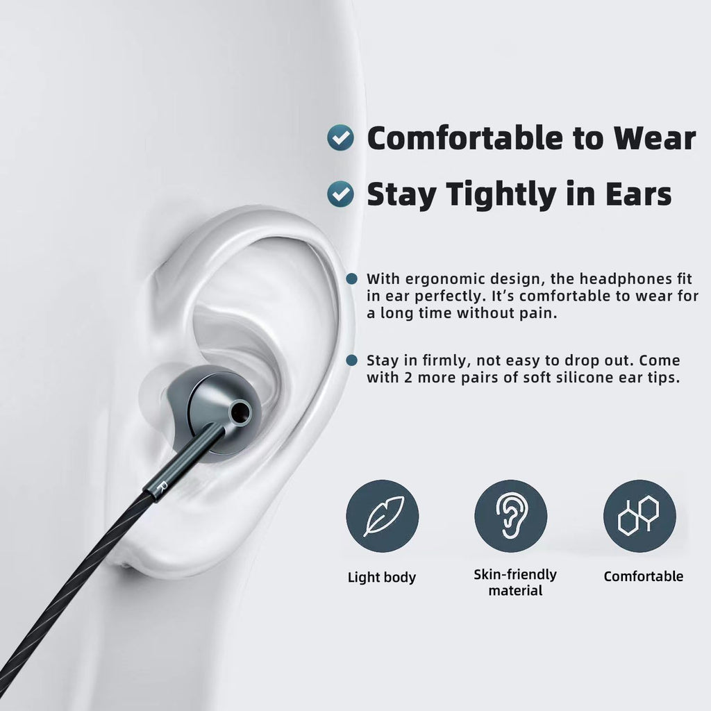 USB-C Wired Earbuds – Noise Canceling, Volume Control & Mic for iPhone 17/16/15, Samsung Galaxy S24/S23 & Pixel