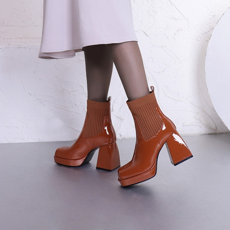 Thick-soled Thick-heeled High-heeled Ankle Boots