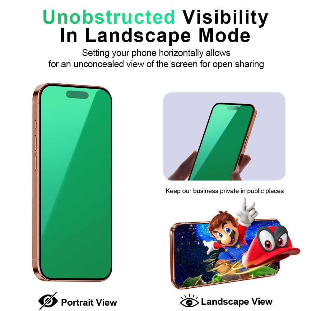 iPhone 17 Privacy Screen Protector — Anti-Spy Tempered Glass, Anti-Blue Light, No Bubble, Gradient Green