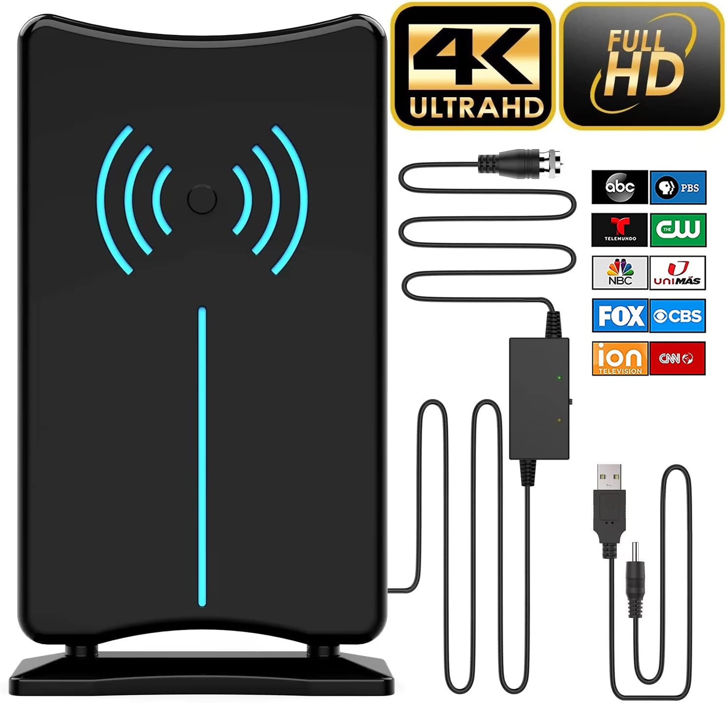 1000+ Miles Range HD TV Antenna for Smart TV Indoor TV Antennas for Free Channels with Magnetic Base
