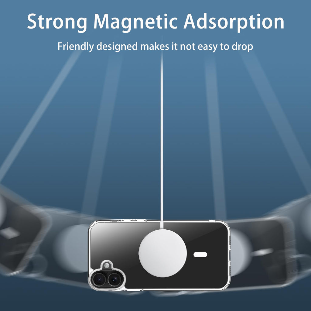 iPhone 17 Magnetic Case Clear — 42 Built-In Magnets, Transparent Anti-Scratch Shockproof Slim Cover, Compatible with MagSafe & Wireless Charging