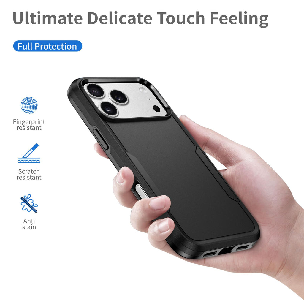 Designed for iPhone 17 Pro Case Black — Dual Layer Heavy Duty Shockproof Cover with Military Grade Drop Protection