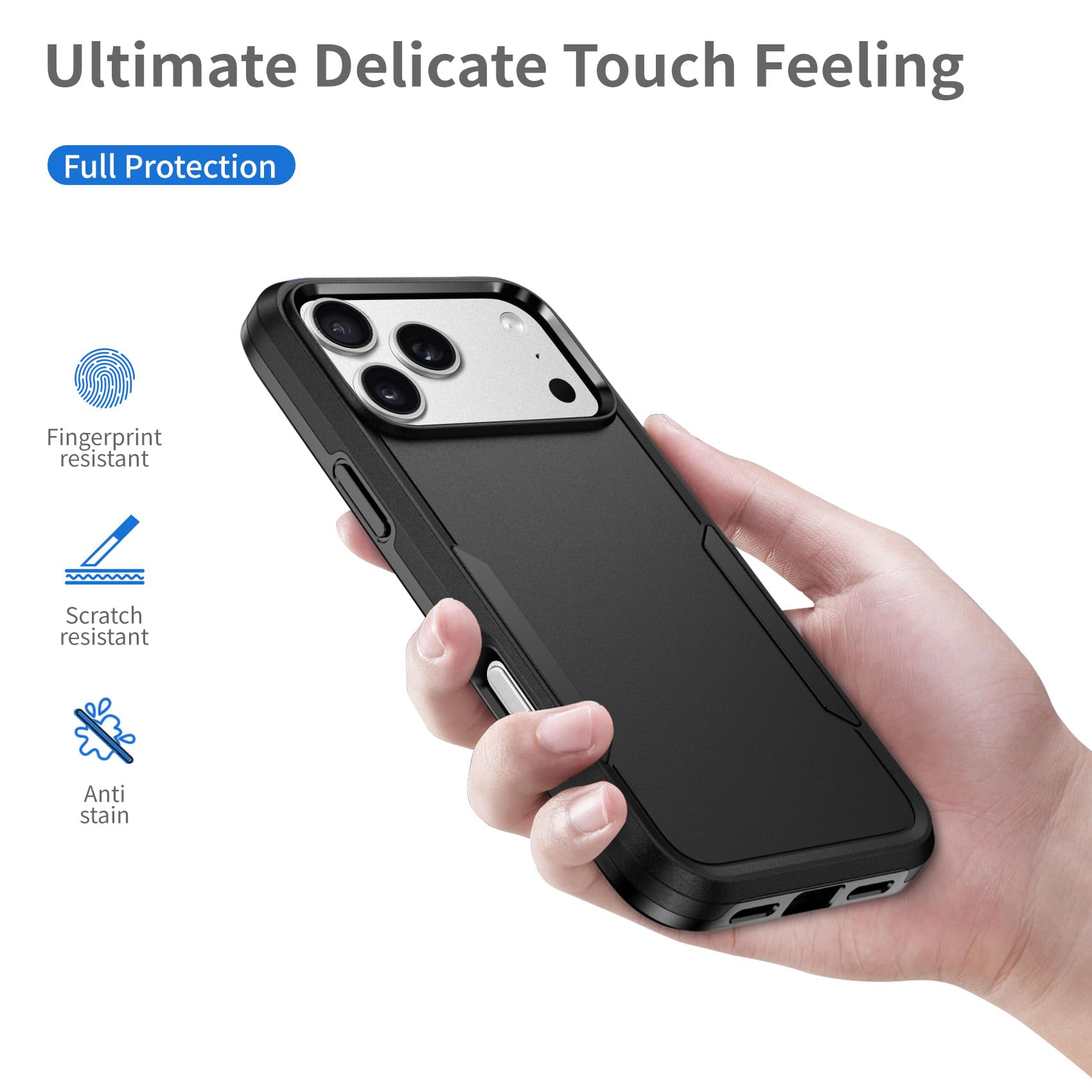 Designed for iPhone 17 Pro Case Black — Dual Layer Heavy Duty Shockproof Cover with Military Grade Drop Protection