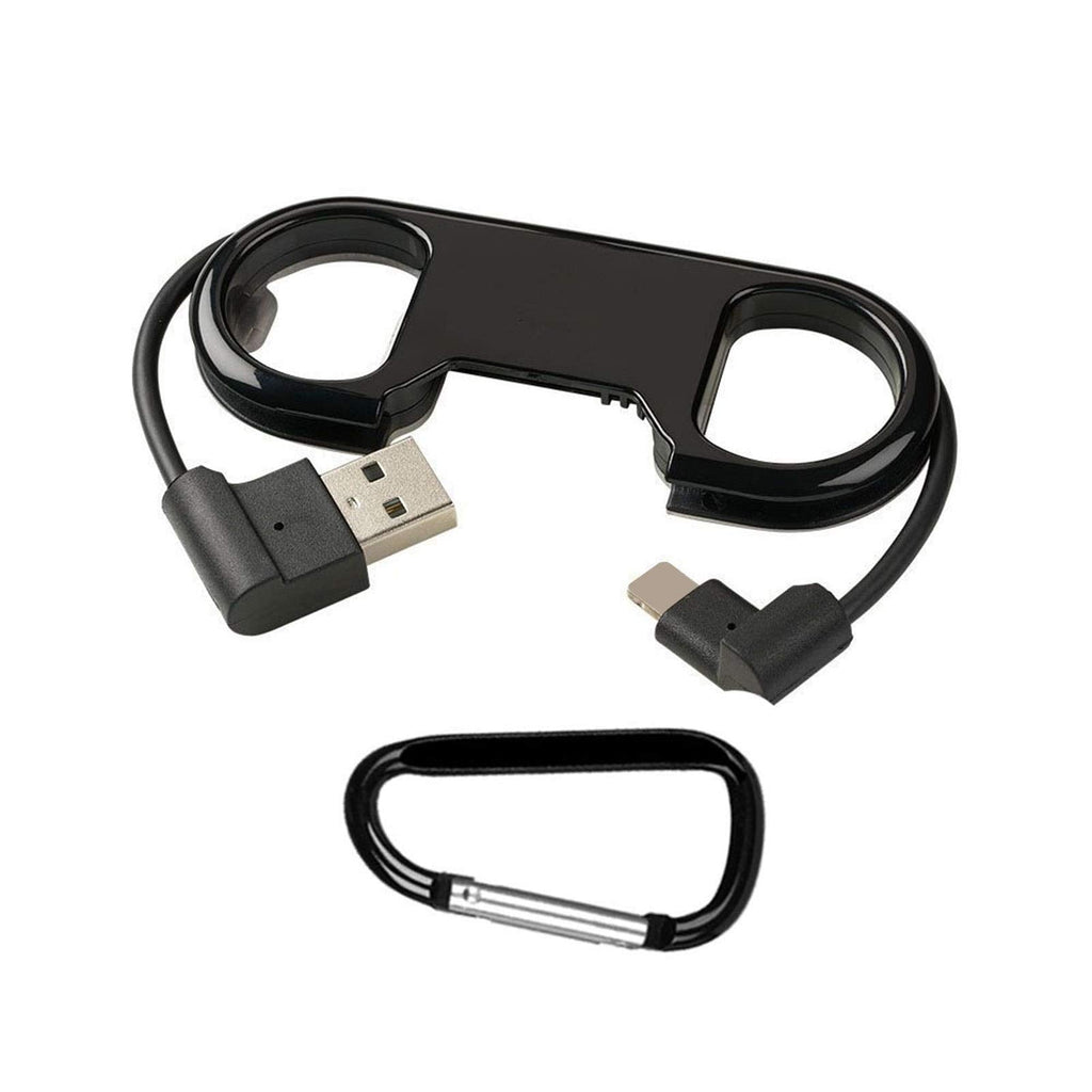 iPhone Lightning Keychain Charging Cable — Carabiner Bottle Opener Short Cable Gift, Black