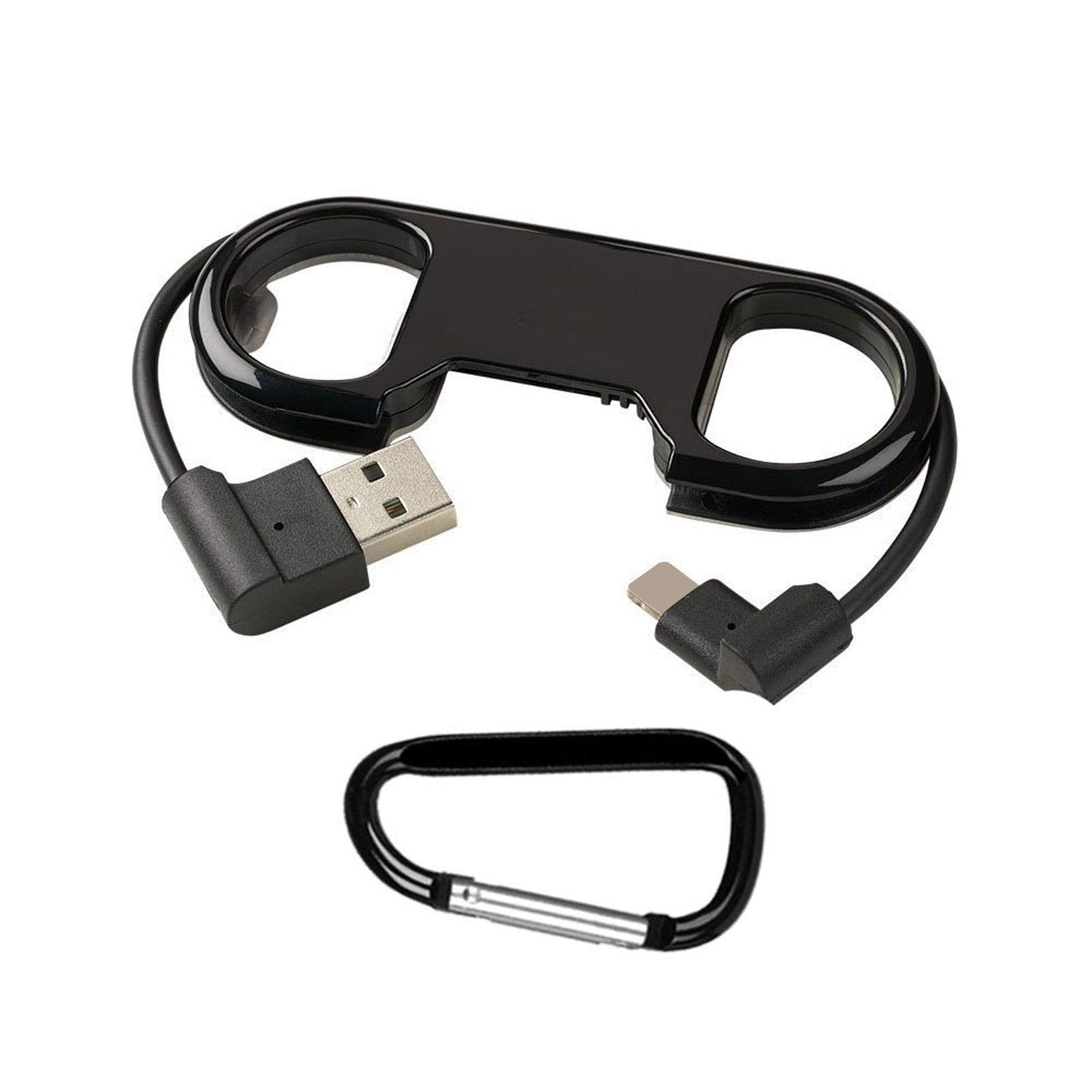 iPhone Lightning Keychain Charging Cable — Carabiner Bottle Opener Short Cable Gift, Black