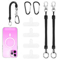 Phone Tether Lanyard 2 Pack — Stretchy Retractable Anti-Drop Anti-Theft Spring Strap with 4 Tether Tab Patches, Universal Smartphone Safety Leash for Hiking, Travel & Outdoor Activities