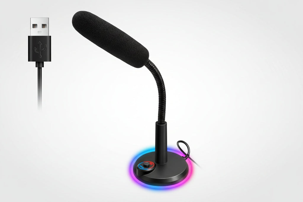 USB Desktop Condenser Microphone with RGB Light – Plug & Play Computer Mic with 1.5m Cable for Streaming, Gaming, Video Calls & Podcasts