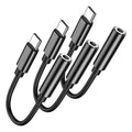 USB-C to 3.5mm Headphone Adapter 3 Pack — DAC Audio Dongle for iPhone 16/15, Samsung Galaxy & All USB-C Devices, Black