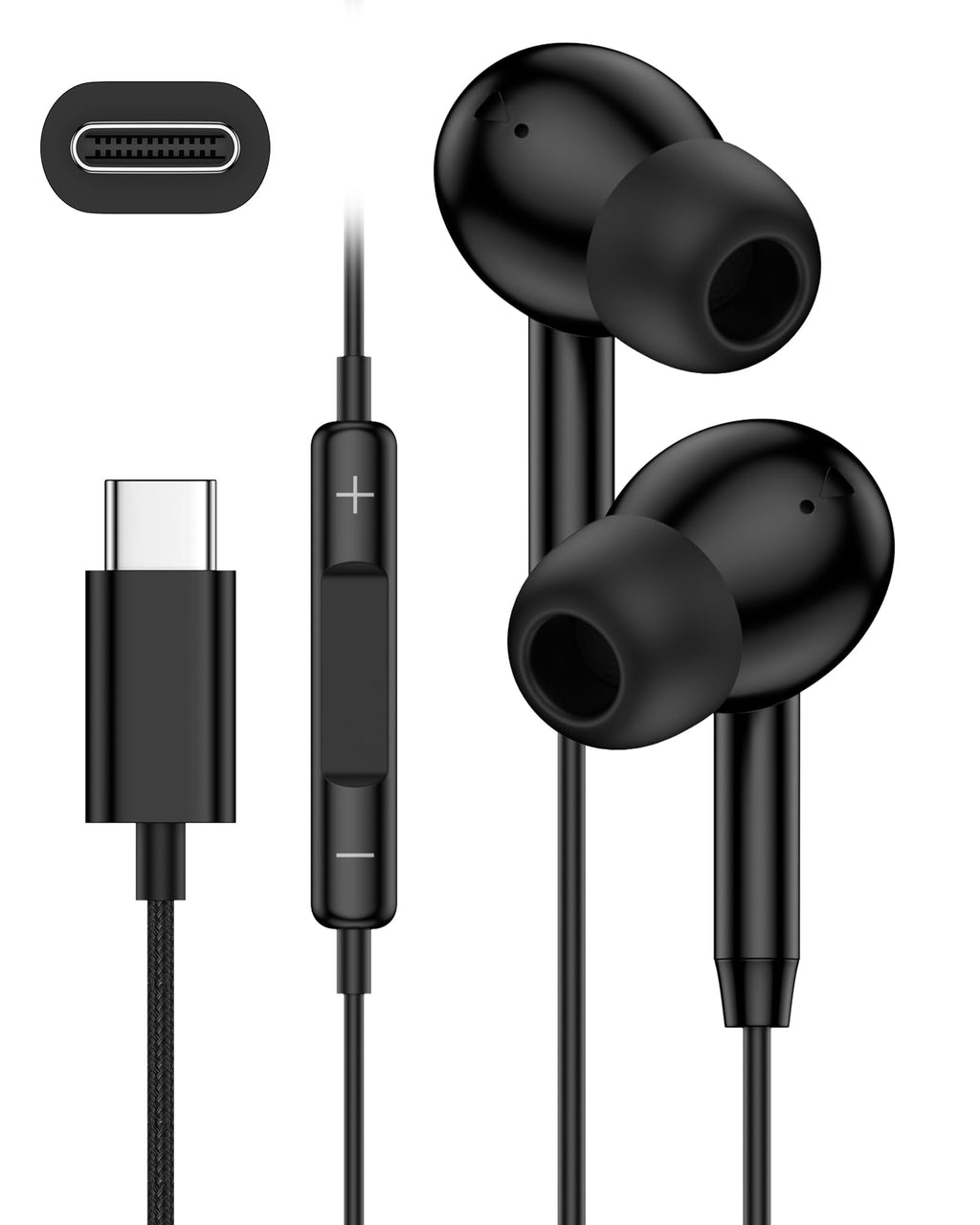USB-C Wired Earbuds with Mic – Type C Earphones for iPhone 17/16/15, Samsung Galaxy S26/S25/S24 & Android
