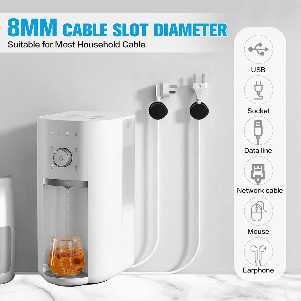 Spring Cable Clips 6 Pack — 360° Rotatable Cord Organizer Adhesive Wire Management for Desk, Home & Office